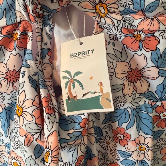 B2prity Women's One Piece Swimdress Swimsuit Tummy Control Floral XXL 2XL NWT - Picture 6 of 8